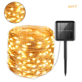 66 FT 200 LED Outdoor Solar String Lights, Waterproof Solar Fairy Lights for for Garden Patio Yard Decorative (Warm White)