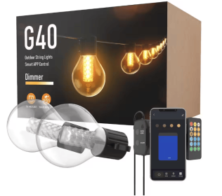 50-light 100ft LED Globe String Lights Bluetooth App Control